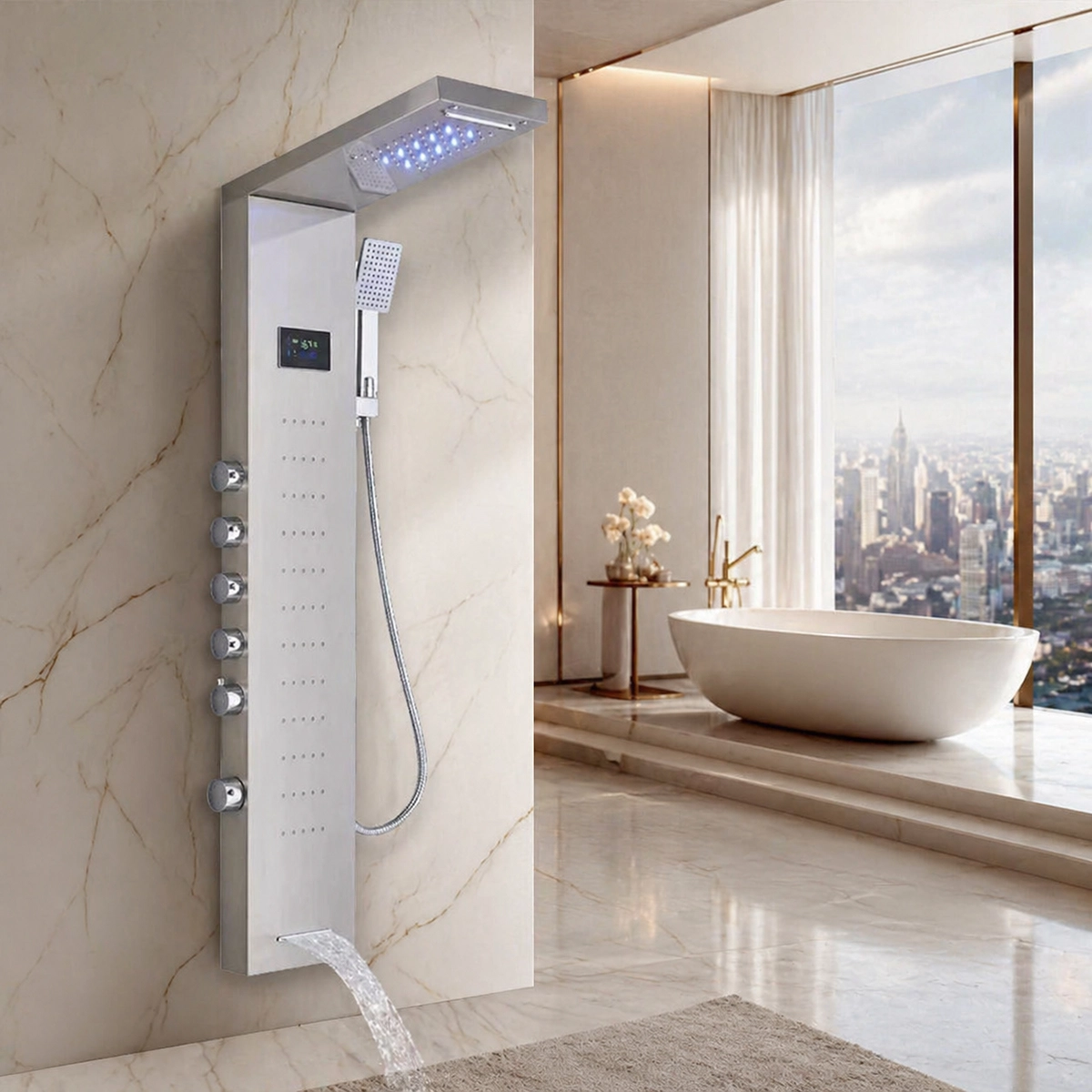 Panneau de douche hydromassant LED Oracle